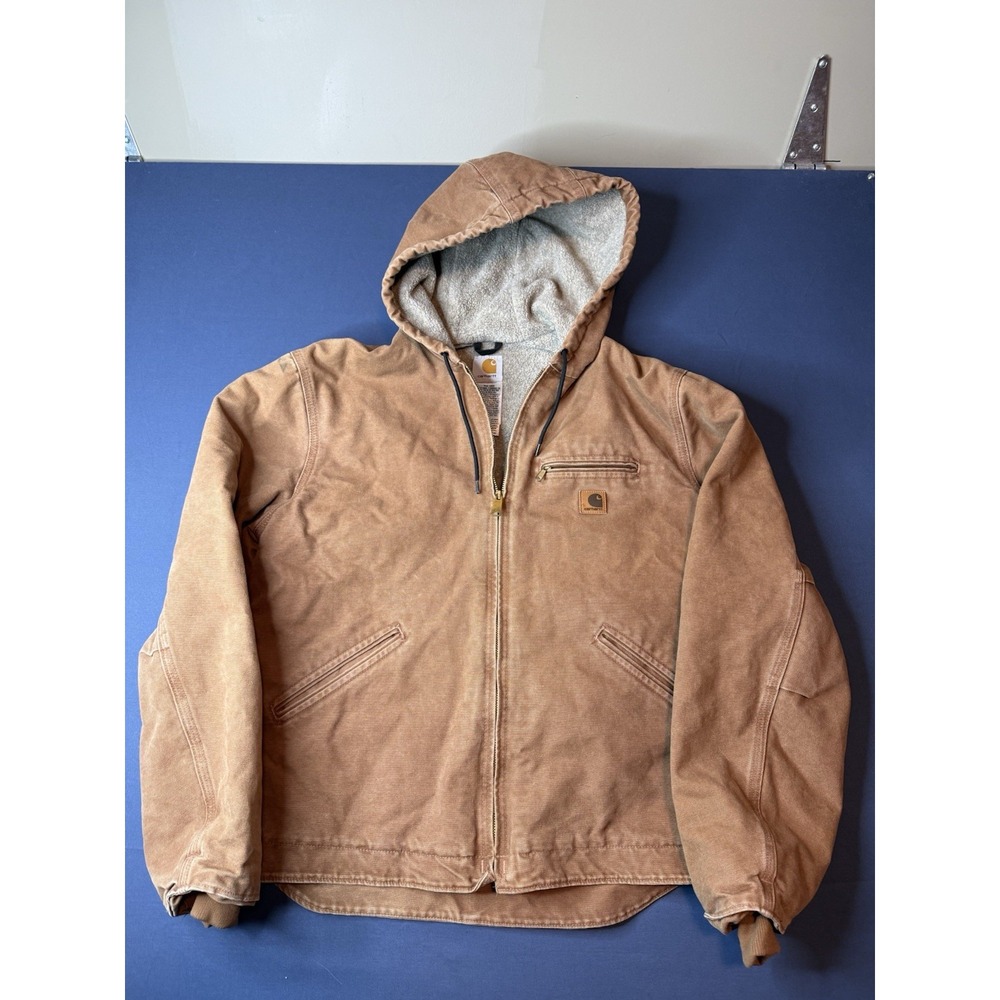 Vintage 2005 Carhartt J141 BRN Sierra Jacket Large Regular Sherpa Lined Hooded - Picture 2 of 7